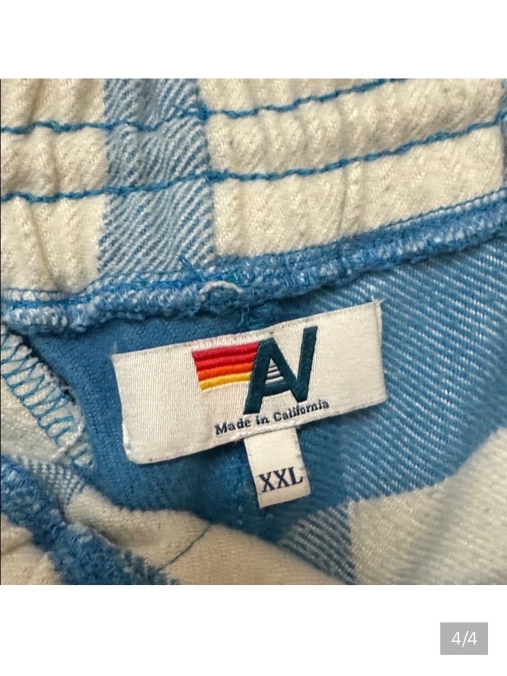 Aviator Nation Blue & White Buffalo Check Joggers - Picture 4 of 5